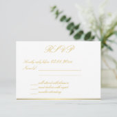 Mit Monogramm Black Gold Elegante Wedding RSVP Car Karte (Stehend Vorderseite)