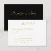 Mit Monogramm Black Gold Elegante Wedding RSVP Car Karte (Vorne/Hinten)