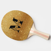 Mit Monogramm Black + Gold Glitzer Ping Pong Padde Tischtennis Schläger (Seitenansicht)