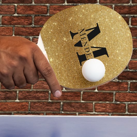 Mit Monogramm Black + Gold Glitzer Ping Pong Padde Tischtennis Schläger