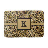Mit Monogramm Black Gold Leopard Cheetah Print Badematte (Vorderseite)
