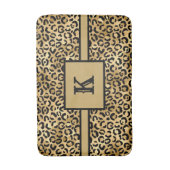 Mit Monogramm Black Gold Leopard Cheetah Print Badematte (Vorderseite Vertikal)