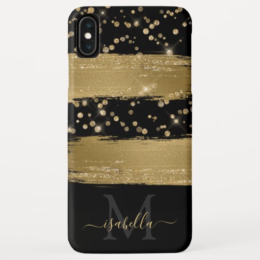 Mit Monogramm Black-Gold-Script Case-Mate iPhone Hülle (Rückseite)