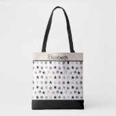 Mit Monogramm Black Gold Stars Totasche Tasche (Vorderseite)