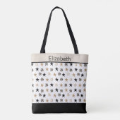 Mit Monogramm Black Gold Stars Totasche Tasche (Rückseite)