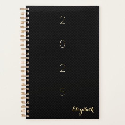 Mit Monogramm Black Gold Weekly Monthly Planer 202 (Vorderseite)