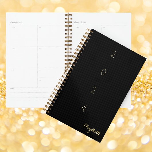 Mit Monogramm Black Gold Weekly Monthly Planer 202