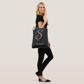 Mit Monogramm Black Gray Rosa rustikal Tasche (Am Model)