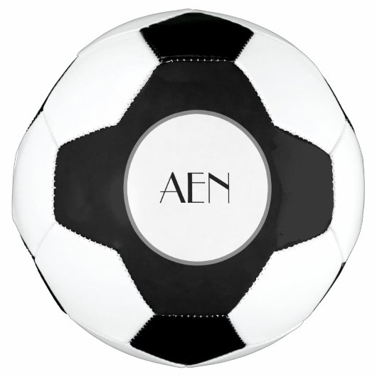 Mit Monogramm Black Gray White Fußball (Vorderseite)