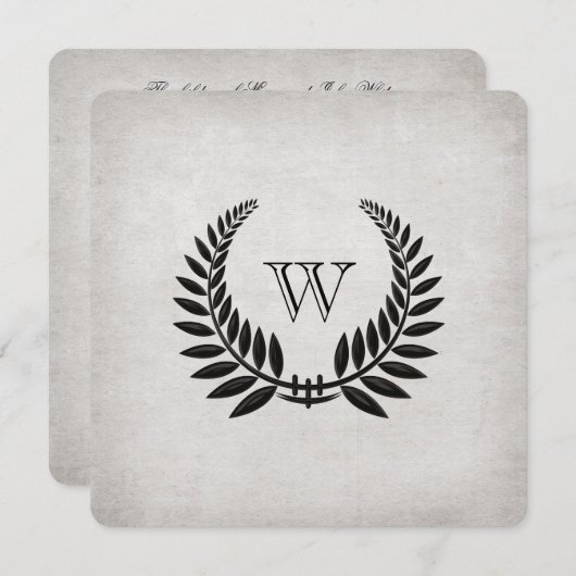 Mit Monogramm Black Laurel Vow Renewal Einladung (Vorne/Hinten)