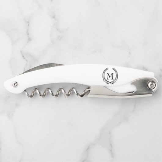Mit Monogramm Black Laurel Wreath Kellnermesser (Rückseite)