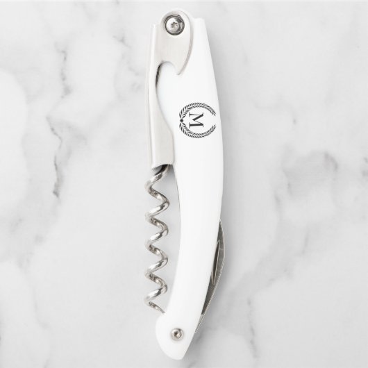 Mit Monogramm Black Laurel Wreath Kellnermesser (Vorderseite)