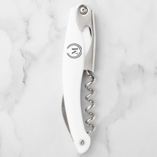 Mit Monogramm Black Laurel Wreath Kellnermesser (Rückseite)
