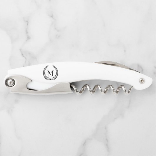 Mit Monogramm Black Laurel Wreath Kellnermesser (Vorderseite)