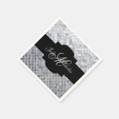 Mit Monogramm Black & Silver 25 Jahre Serviette (Ecke)