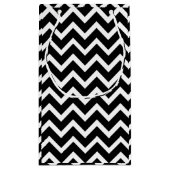 Mit Monogramm Black & White Geometric Zigzag Zickz Kleine Geschenktüte (Rückseite)