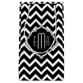 Mit Monogramm Black & White Geometric Zigzag Zickz Kleine Geschenktüte (Vorderseite)