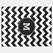 Mit Monogramm Black Zigzag Muster Fleecedecke (Vorderseite (Horizontal))