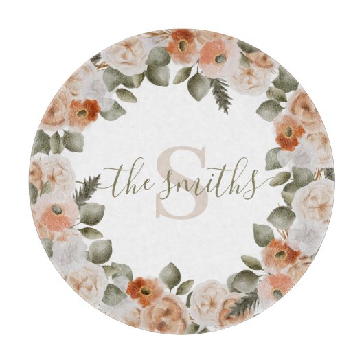 Mit Monogramm Bläschenplatine Schneidebrett (Vorderseite)