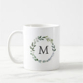 Mit Monogramm Blätter für die Wasserfarbe Grün Kaffeetasse (Links)