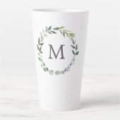 Mit Monogramm Blätter für die Wasserfarbe Grün Milchtasse (Vorderseite)