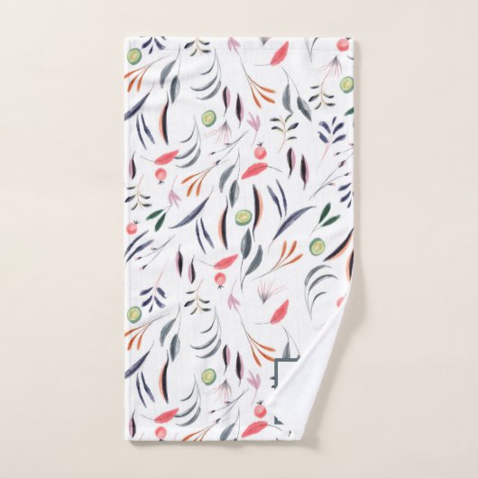 Mit Monogramm Blätter und Federn Badhandtuch Set (Handtuch)