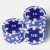 Mit Monogramm Blau 10 Pokerchips (Stapel)
