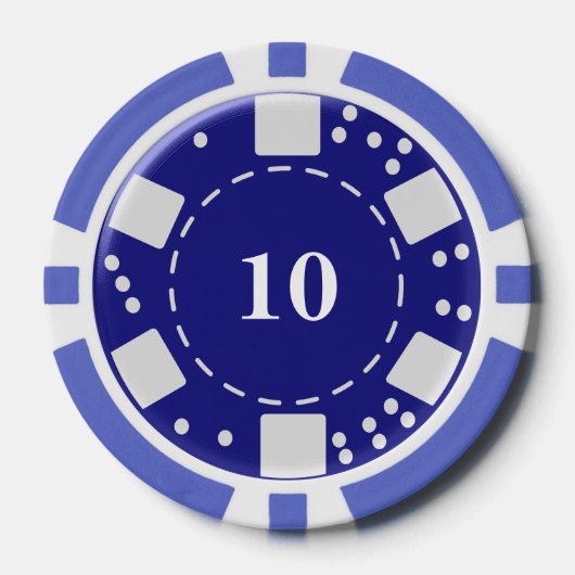 Mit Monogramm Blau 10 Pokerchips (Vorderseite)