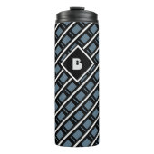 Mit Monogramm Blau der modernen Funky Geometric Thermosbecher (Vorderseite)