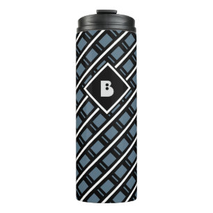 Mit Monogramm Blau der modernen Funky Geometric Thermosbecher