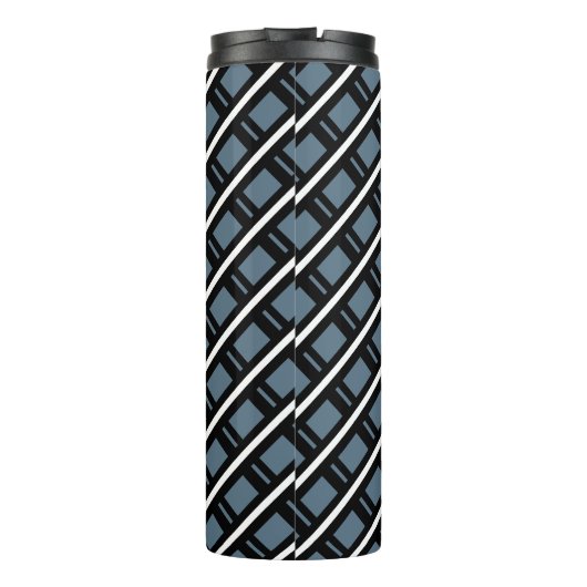 Mit Monogramm Blau der modernen Funky Geometric Thermosbecher (Rückseite)