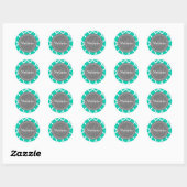 Mit Monogramm Blau & Grau Quatrefolie Runder Aufkleber (Blatt)