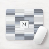 Mit Monogramm Blau - Graue Rechtecke Mousepad (Mit Mouse)