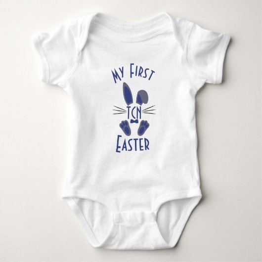Mit Monogramm Blau mein erster Osterhase Baby Strampler (Vorderseite)