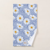 Mit Monogramm Blau, orange Blume auf blauem Hinter Badhandtuch Set (Handtuch)