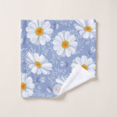 Mit Monogramm Blau, orange Blume auf blauem Hinter Badhandtuch Set (Waschlappen)