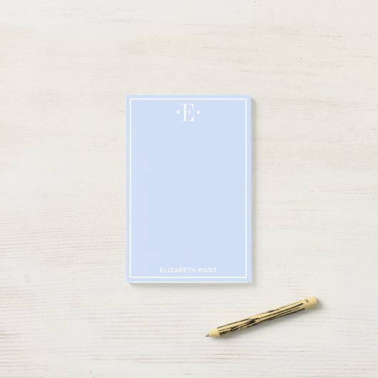 Mit Monogramm Blau Post-it Klebezettel (Auf Schreibtisch)