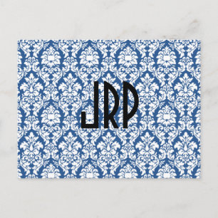 Mit Monogramm & blau Postkarte