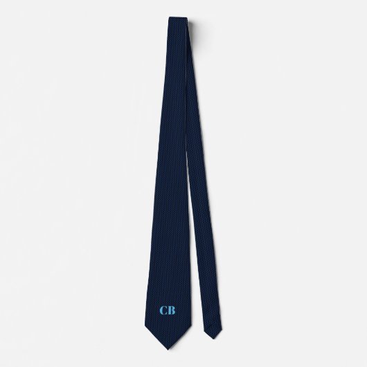 Mit Monogramm Blau/Schwarz Nahtloses Muster Neckti Krawatte (Vorderseite)