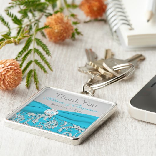 Mit Monogramm Blau, Silver Gastgeschenk Hochzeit S Schlüsselanhänger (Seite)