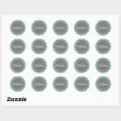Mit Monogramm Blau und Grau Zickzack Muster Runder Aufkleber (Blatt)