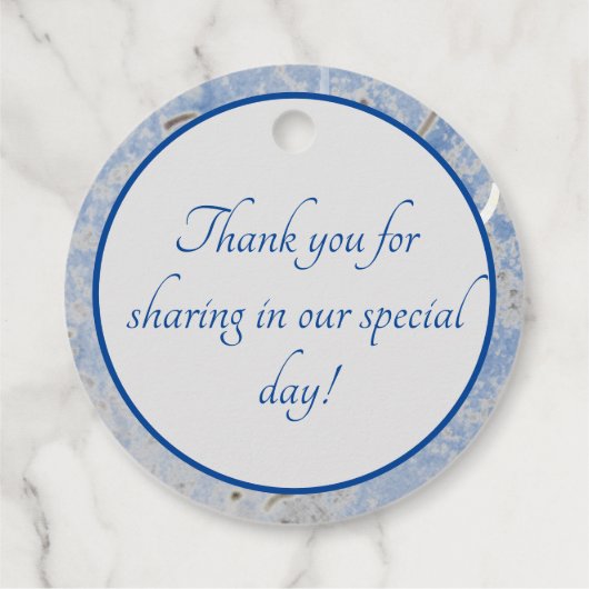 Mit Monogramm Blau und Graumarmor Geschenkanhänger (Rückseite)