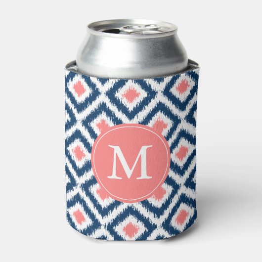 Mit Monogramm Blau und Korallenmuster Dosenkühler (Kanne Vorderseite)