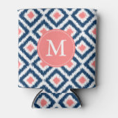 Mit Monogramm Blau und Korallenmuster Dosenkühler (Vorderseite)