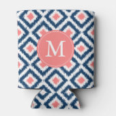 Mit Monogramm Blau und Korallenmuster Dosenkühler (Rückseite)