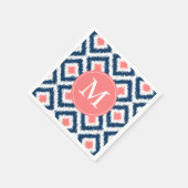 Mit Monogramm Blau und Korallenmuster Serviette (Ecke)