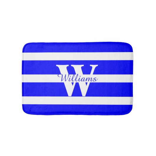 mit Monogramm Blau und Weiß Badematte (Vorderseite)