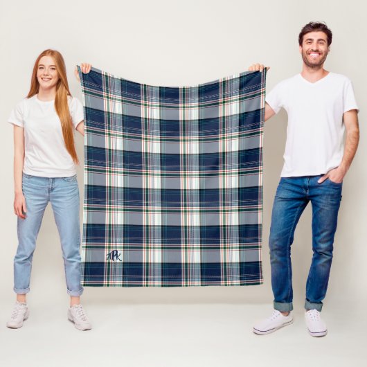 Mit Monogramm Blau und Weiß Multi Thread Kariert Fleecedecke (Beispiel)
