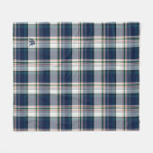 Mit Monogramm Blau und Weiß Multi Thread Kariert Fleecedecke (Vorderseite (Horizontal))