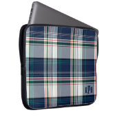 Mit Monogramm Blau und Weiß Multi Thread Kariert Laptopschutzhülle (Vorne Rechts)